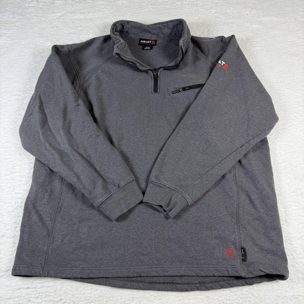 Ariat FR Mens XL CAT 2 2112 Quarter Zip Pullover Gray Flame Resistant Workwear